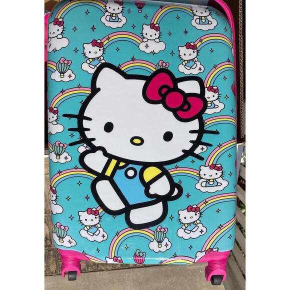 Hello Kitty 2 Piece Luggage Set Backpack & Carry-on New Spinner Glitter Sanrio - Picture 3 of 9
